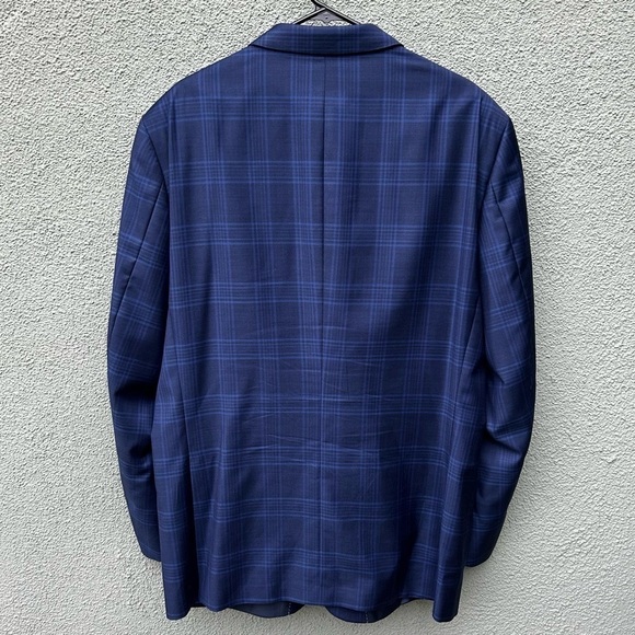 Peter Millar Windowpane Plaid Sport Coat Blazer in Blue | Size 46 Tall Canada - Picture 3 of 10